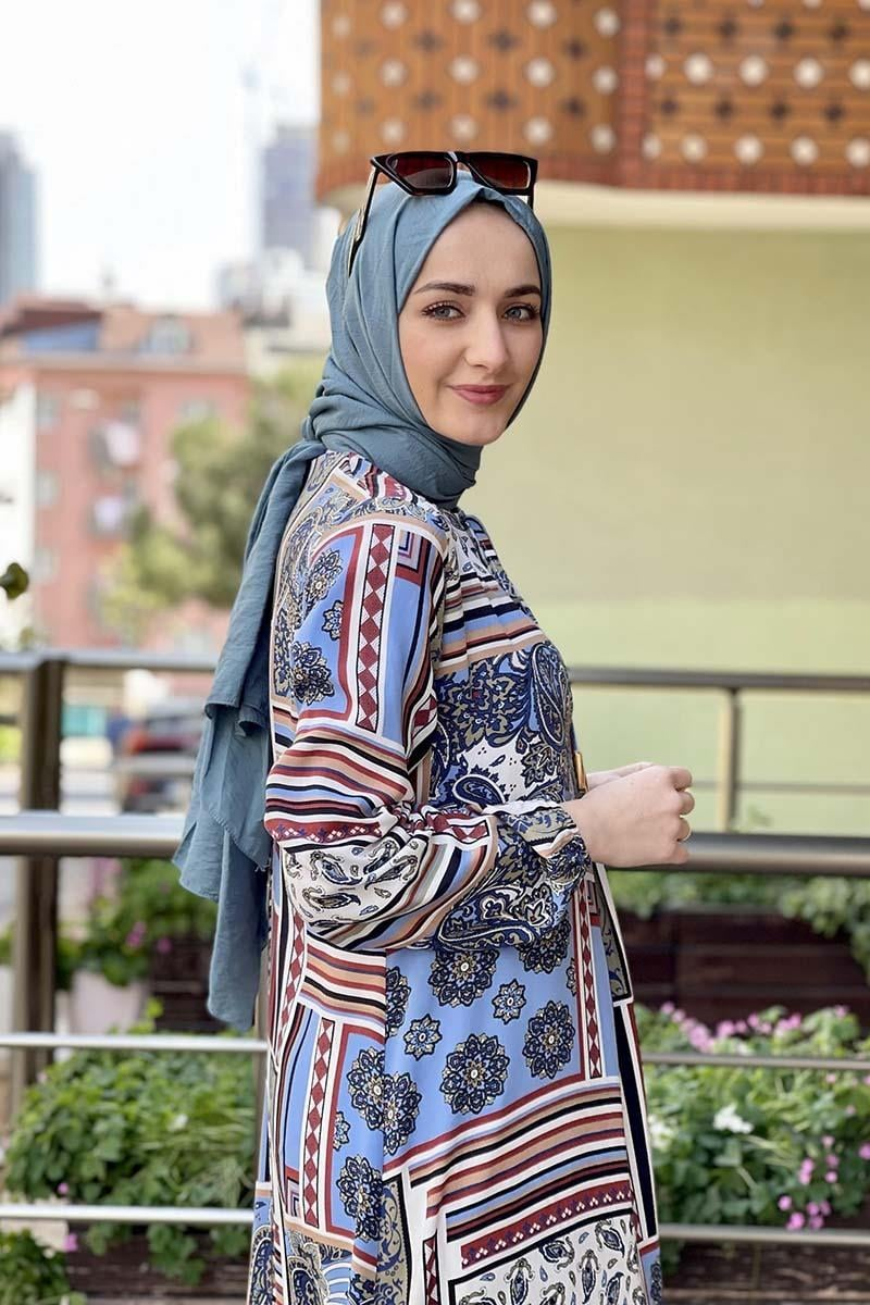 A Pleated Patterned Dress