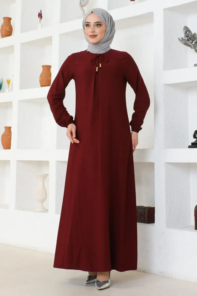 A Pleated Viscose Dress-detail