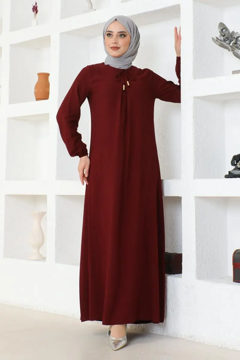 A Pleated Viscose Dress-detail