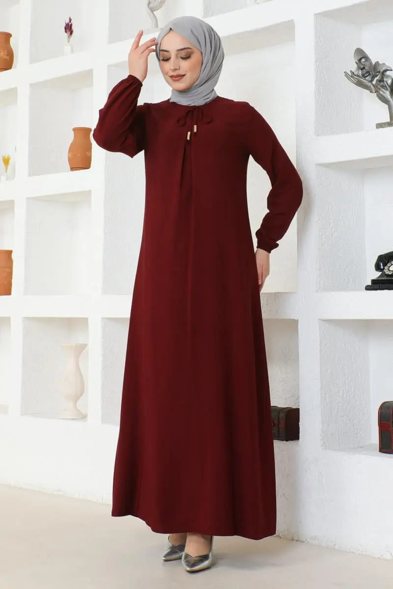 A Pleated Viscose Dress-detail