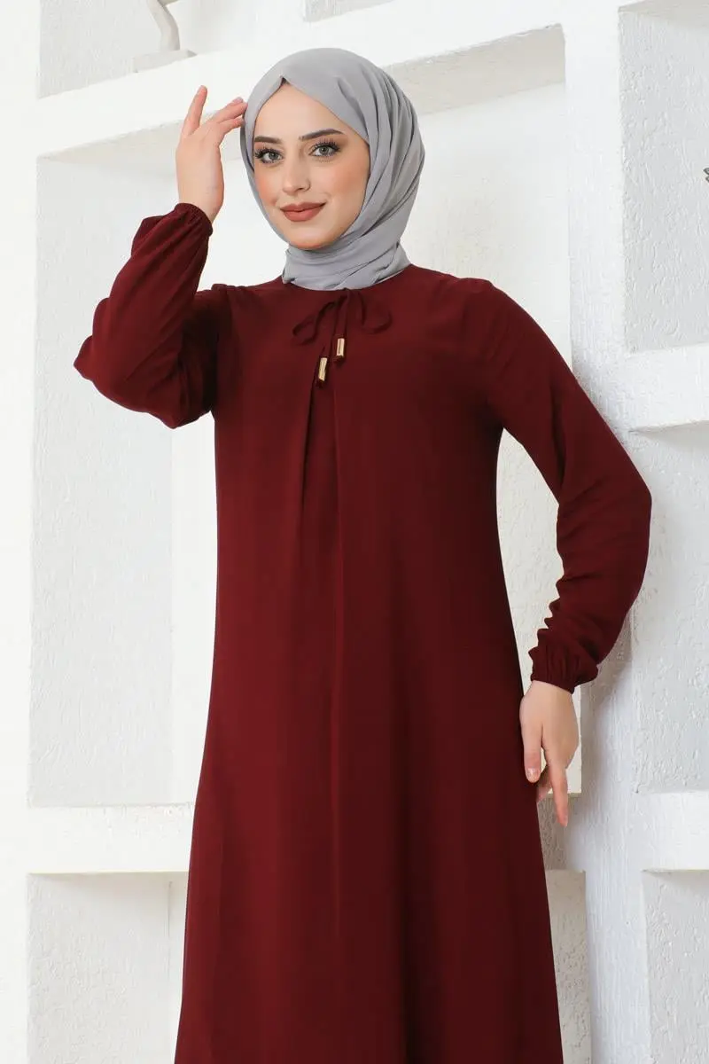 A Pleated Viscose Dress-detail