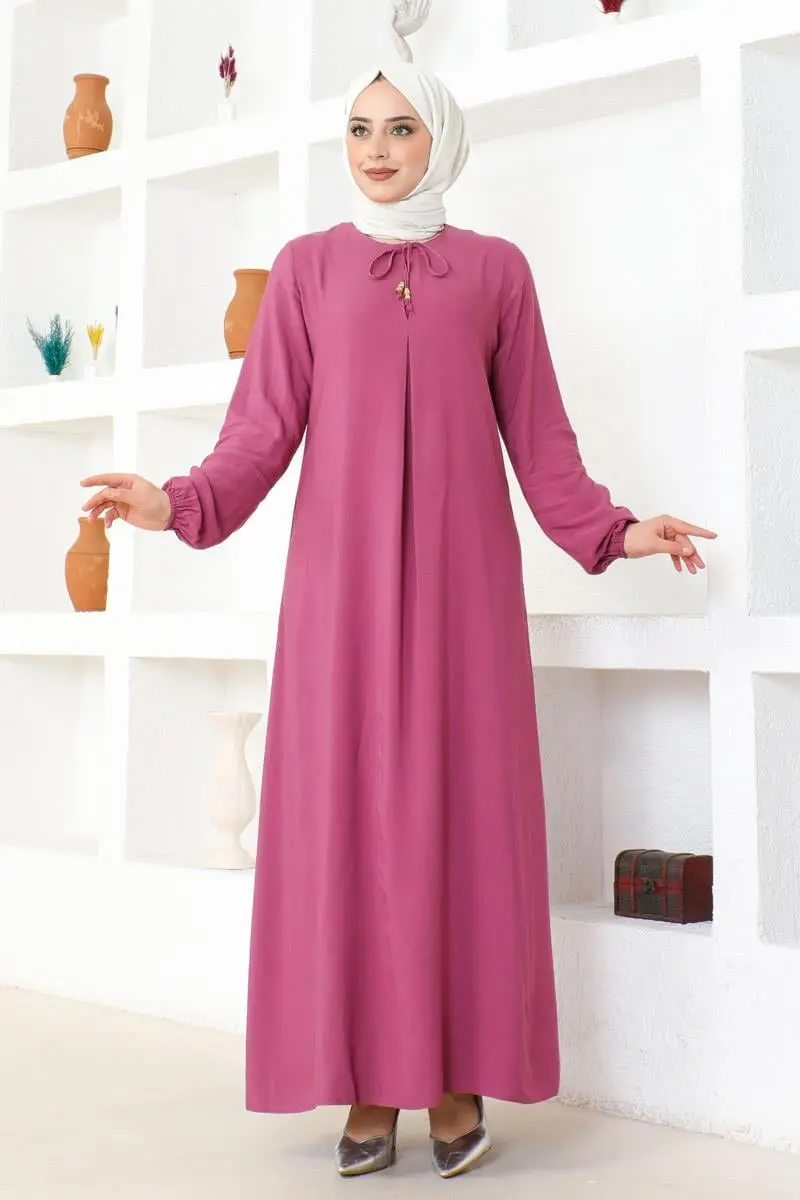 A Pleated Viscose Dress-detail