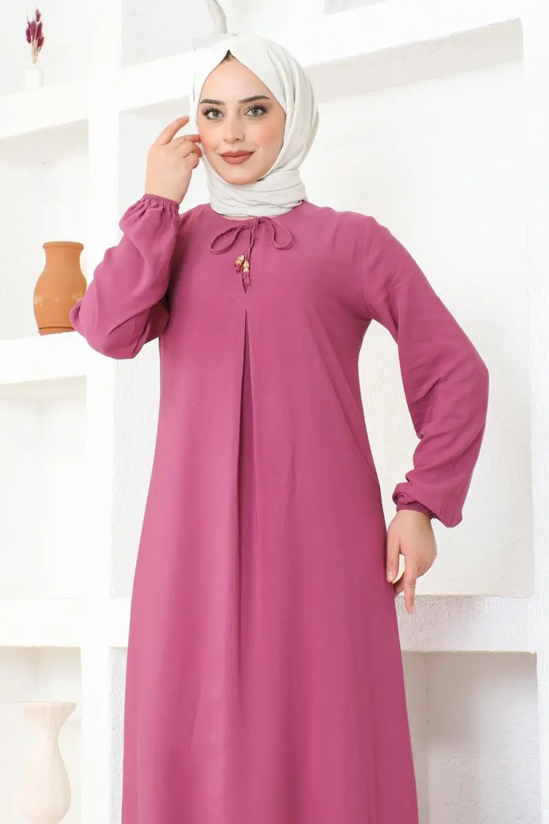 A Pleated Viscose Dress-detail