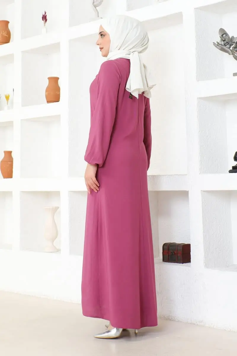 A Pleated Viscose Dress-detail