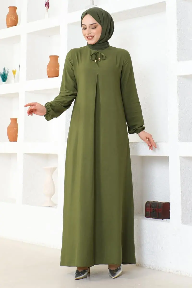 A Pleated Viscose Dress-detail