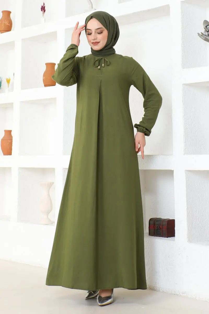 A Pleated Viscose Dress-detail