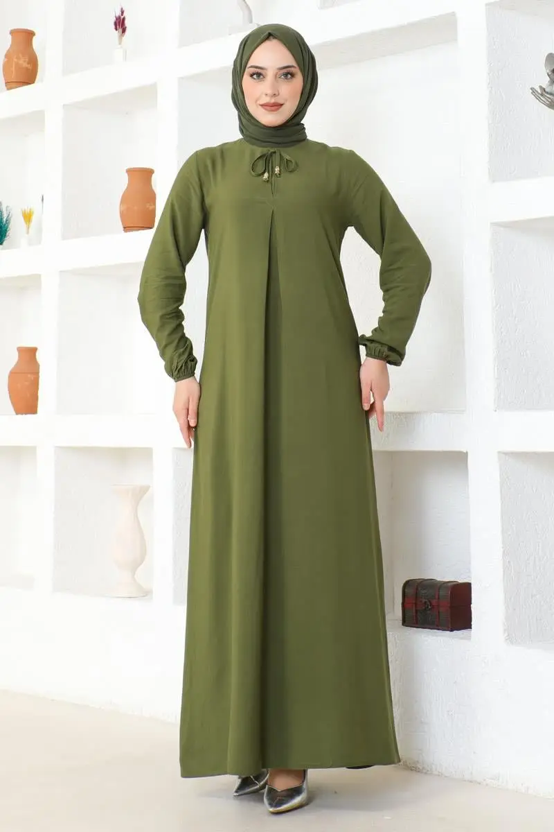 A Pleated Viscose Dress-detail