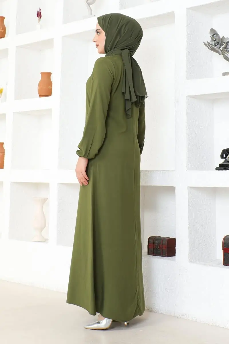 A Pleated Viscose Dress-detail