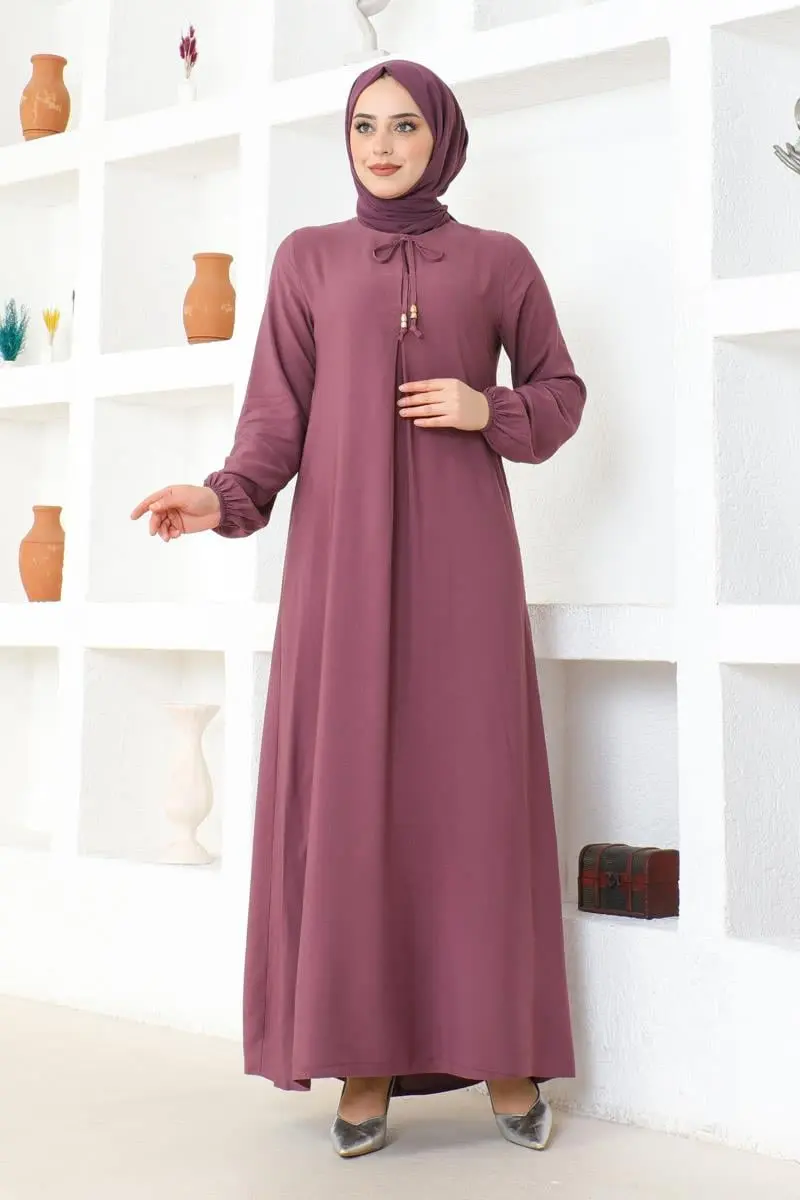 A Pleated Viscose Dress-detail