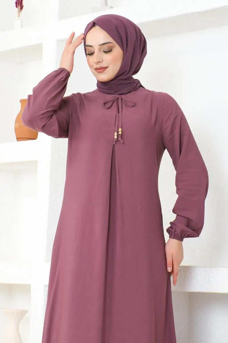 A Pleated Viscose Dress-detail