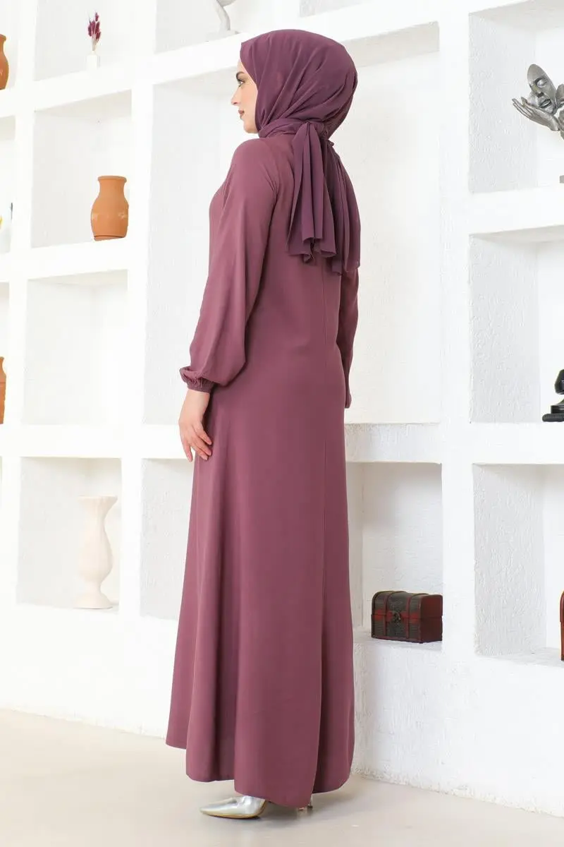 A Pleated Viscose Dress-detail