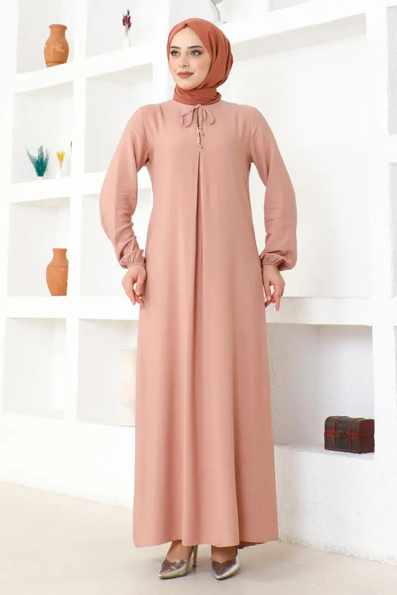 A Pleated Viscose Dress-detail