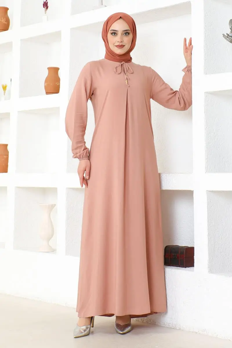 A Pleated Viscose Dress-detail