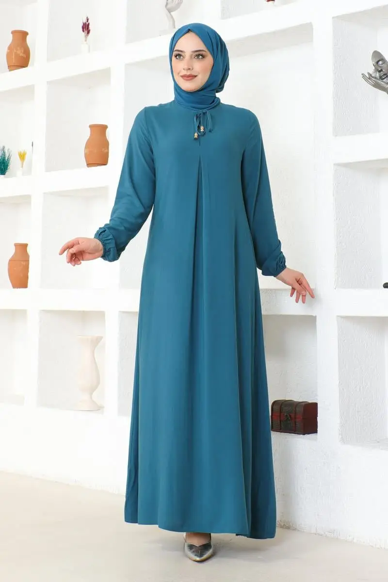 A Pleated Viscose Dress-detail