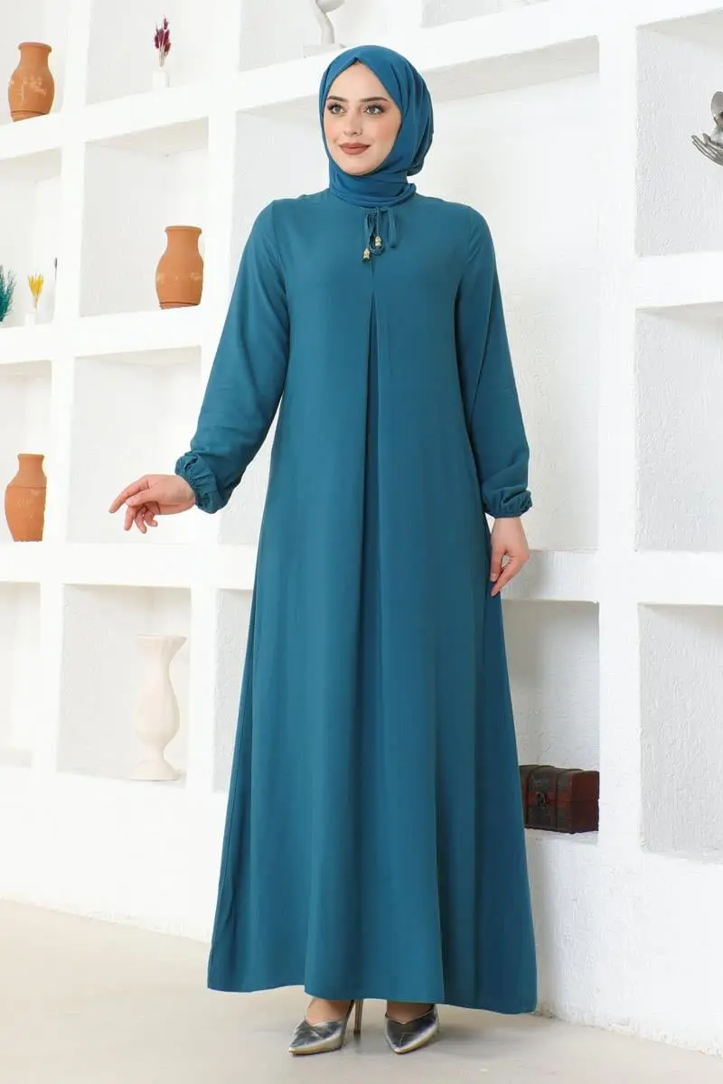 A Pleated Viscose Dress-detail