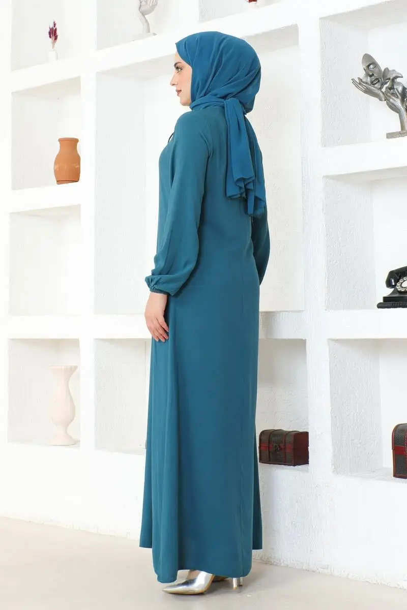 A Pleated Viscose Dress-detail