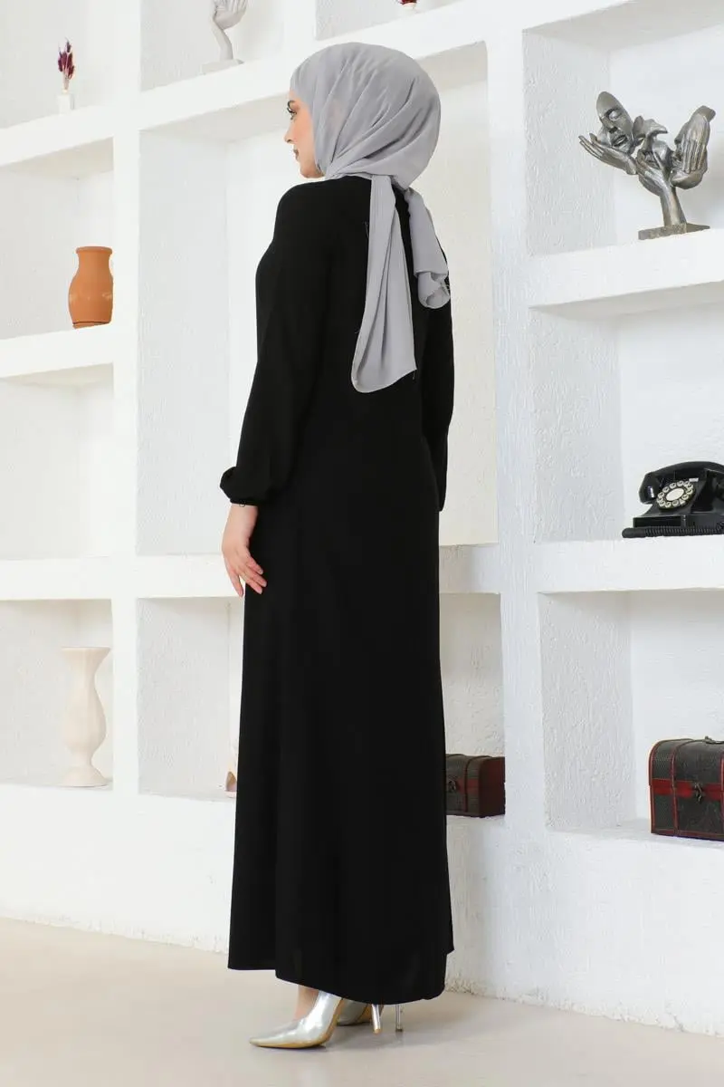 A Pleated Viscose Dress-detail