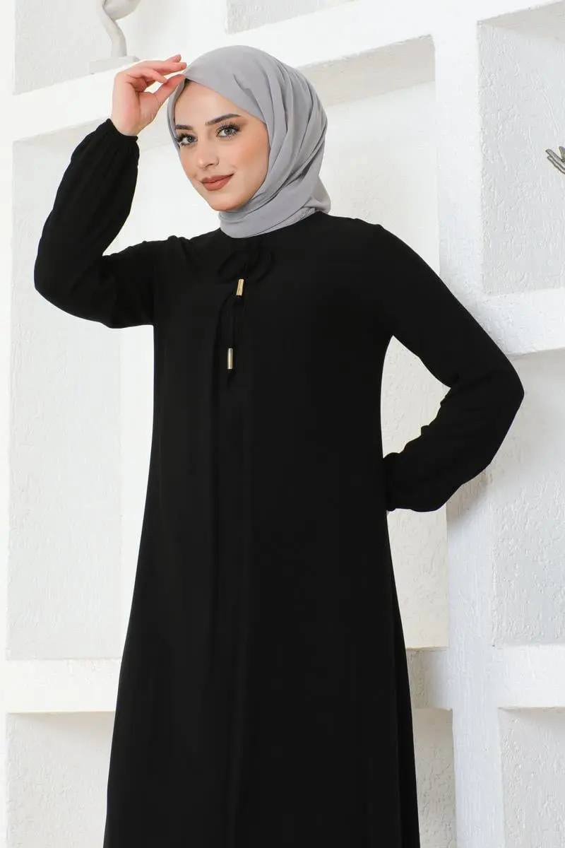 A Pleated Viscose Dress-detail