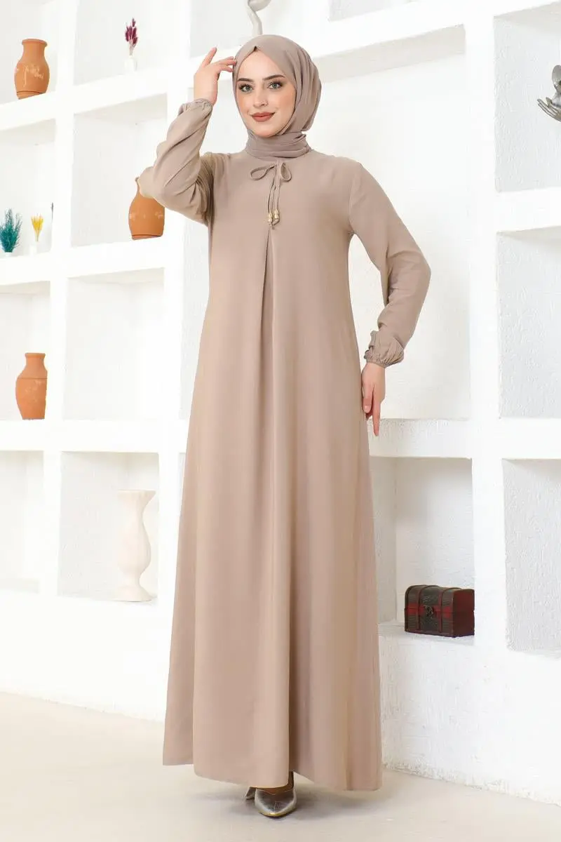 A Pleated Viscose Dress-detail