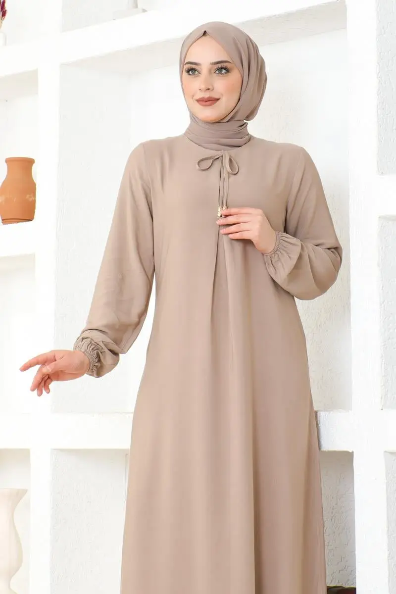 A Pleated Viscose Dress-detail