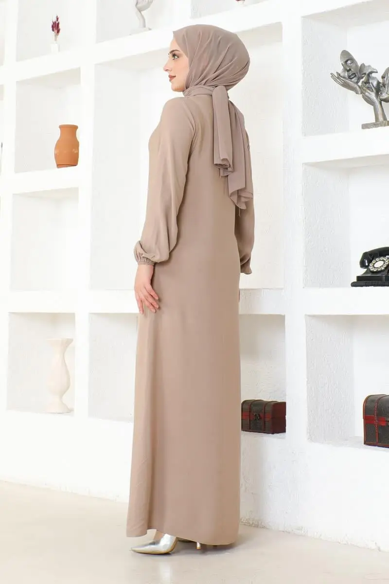 A Pleated Viscose Dress-detail