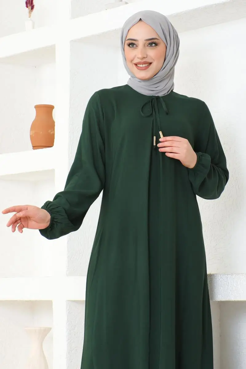 A Pleated Viscose Dress-detail