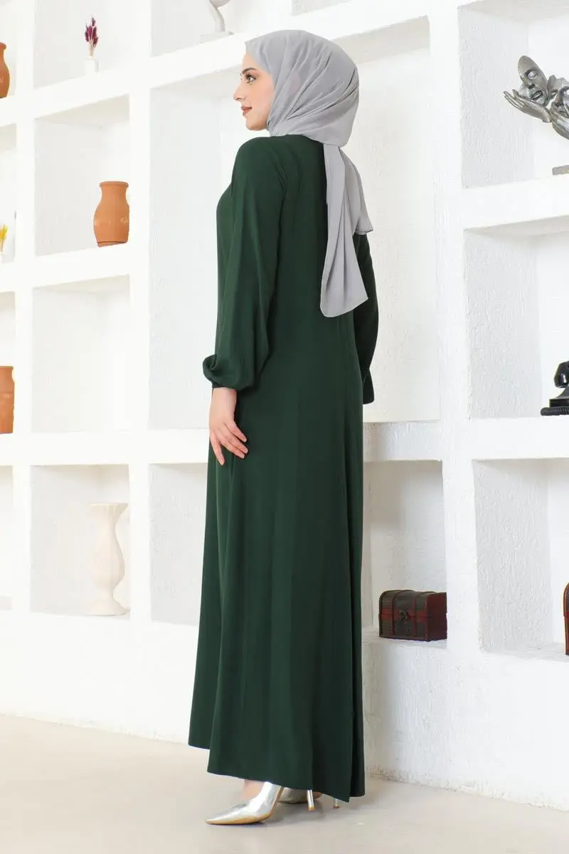 A Pleated Viscose Dress-detail