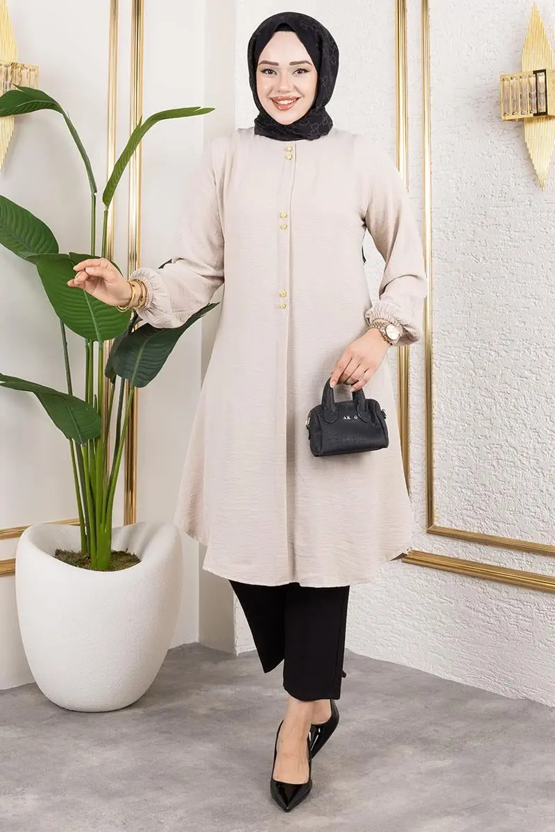 Aerobin Tunic With Button Detail-detail