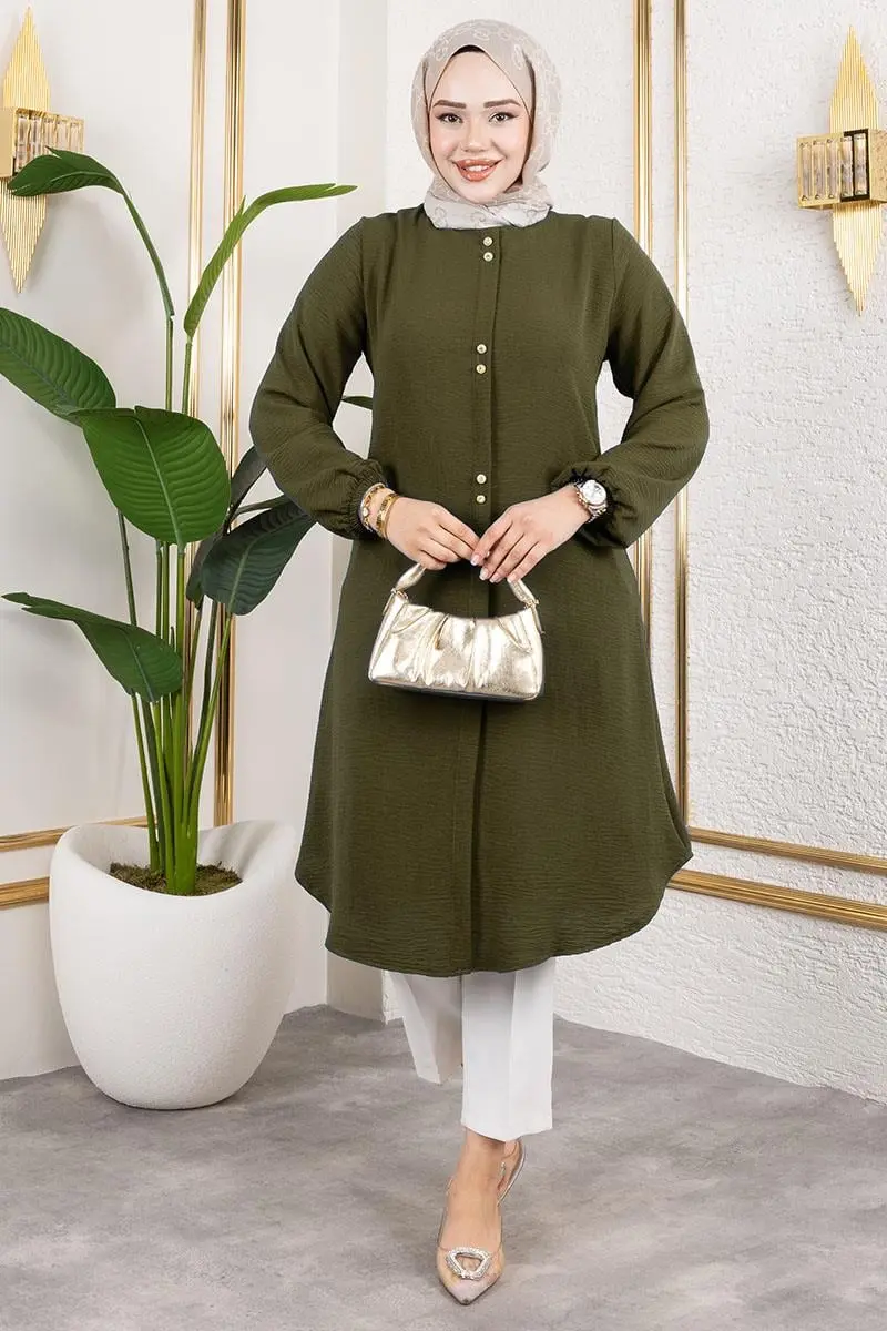 Aerobin Tunic With Button Detail-detail