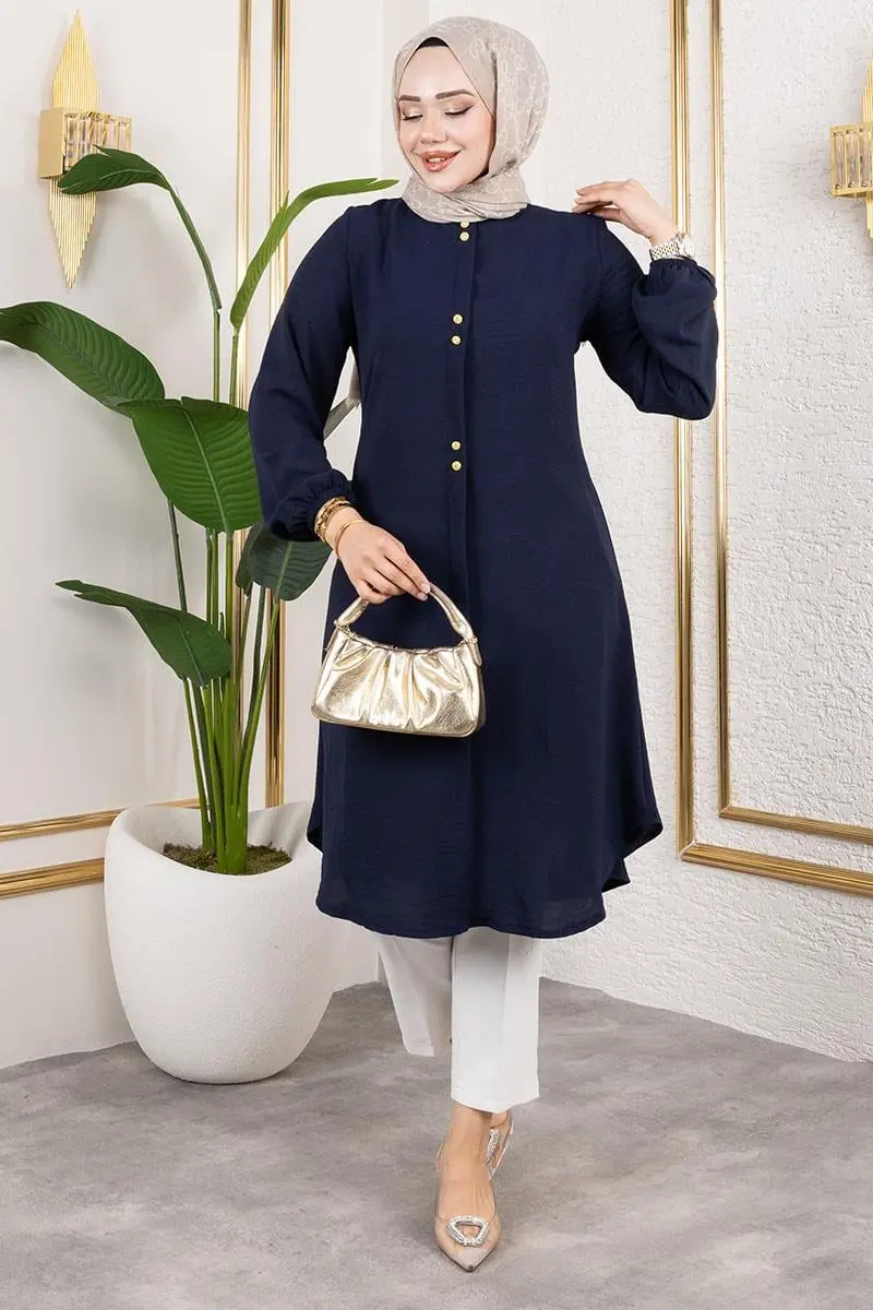 Aerobin Tunic With Button Detail-detail