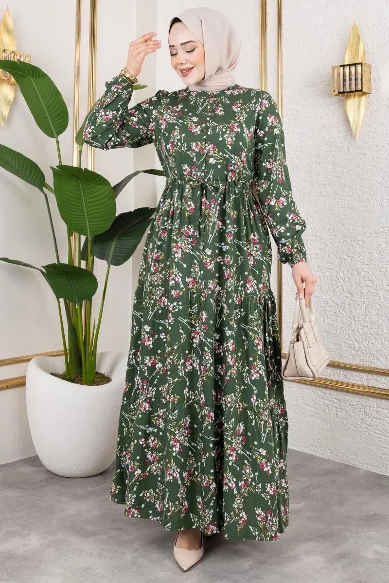 Asel Floral Viscose Dress-detail