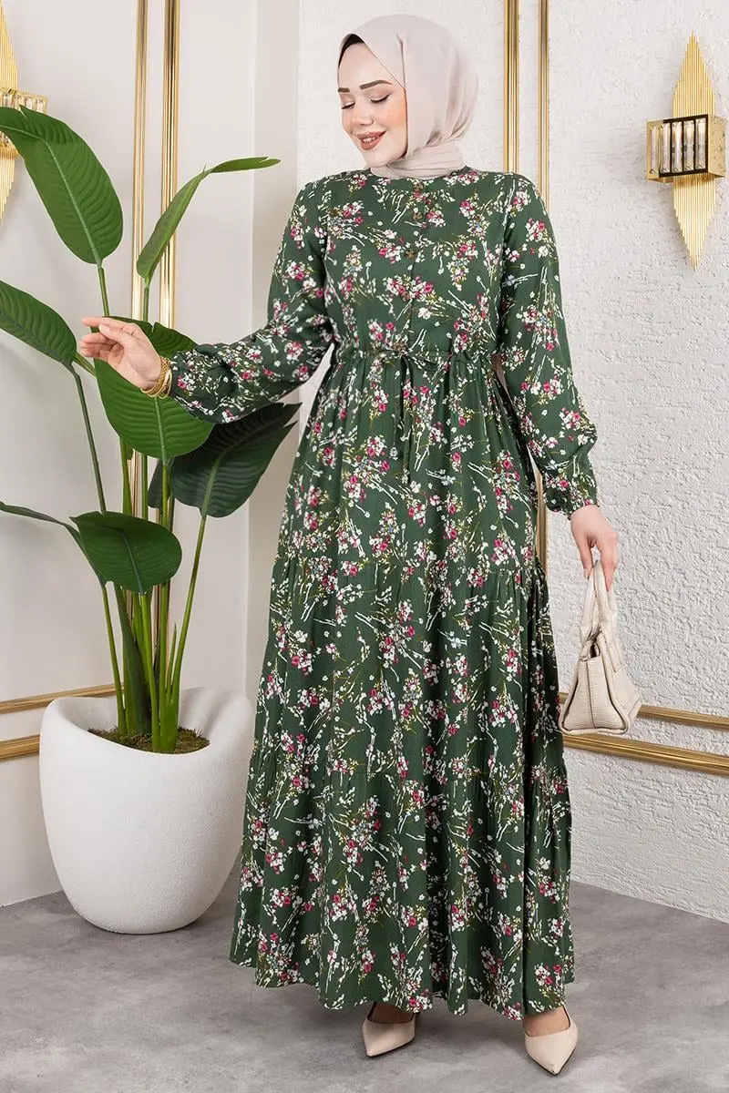 Asel Floral Viscose Dress-detail