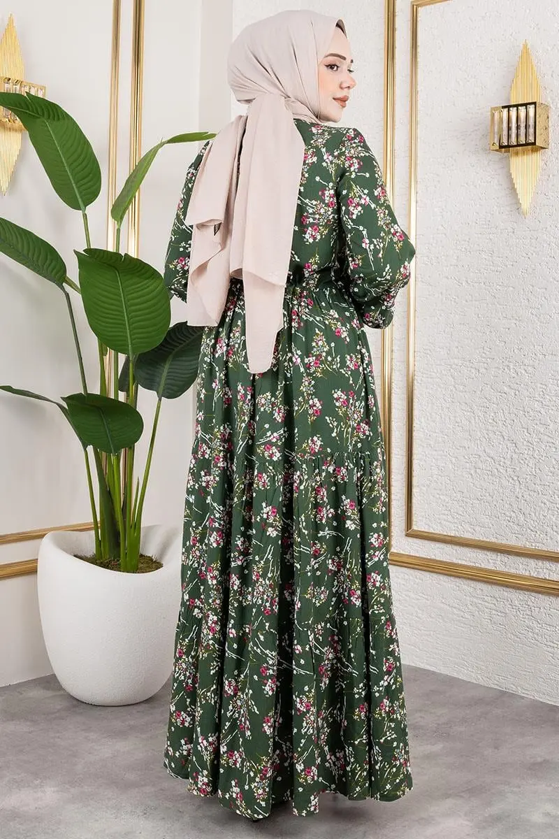 Asel Floral Viscose Dress-detail