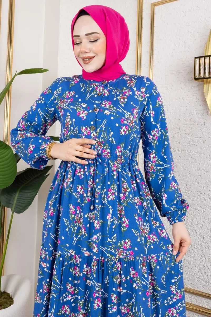 Asel Floral Viscose Dress-detail