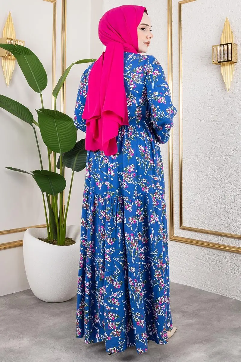 Asel Floral Viscose Dress-detail