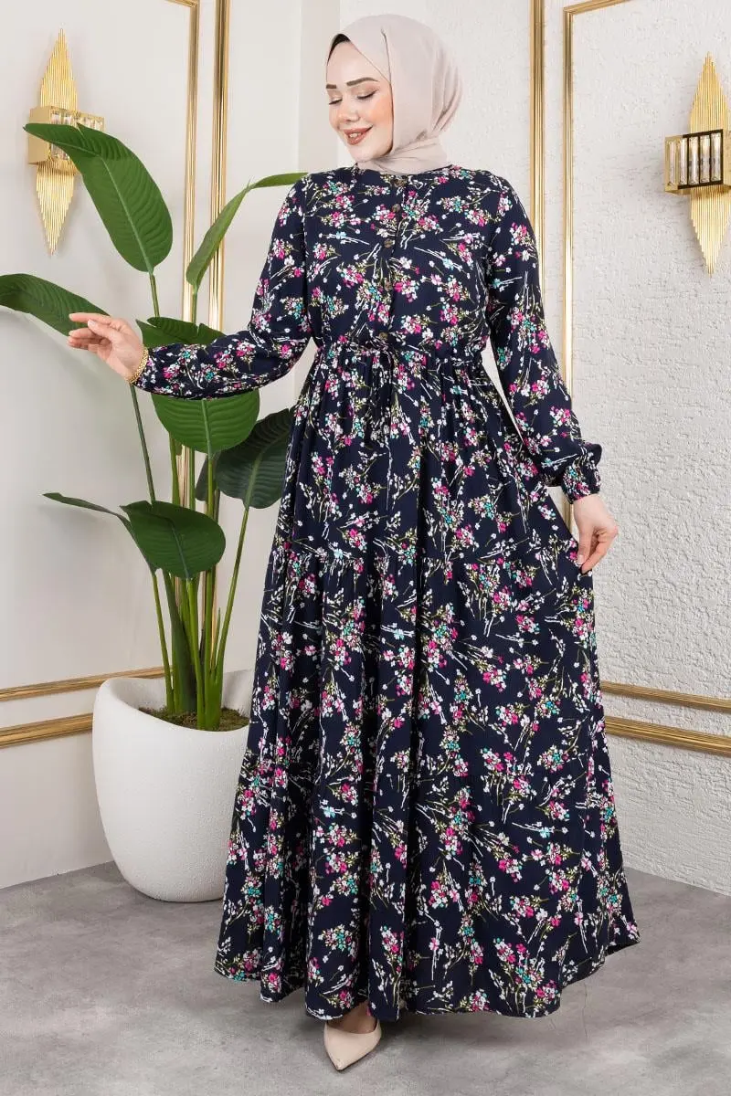 Asel Floral Viscose Dress-detail