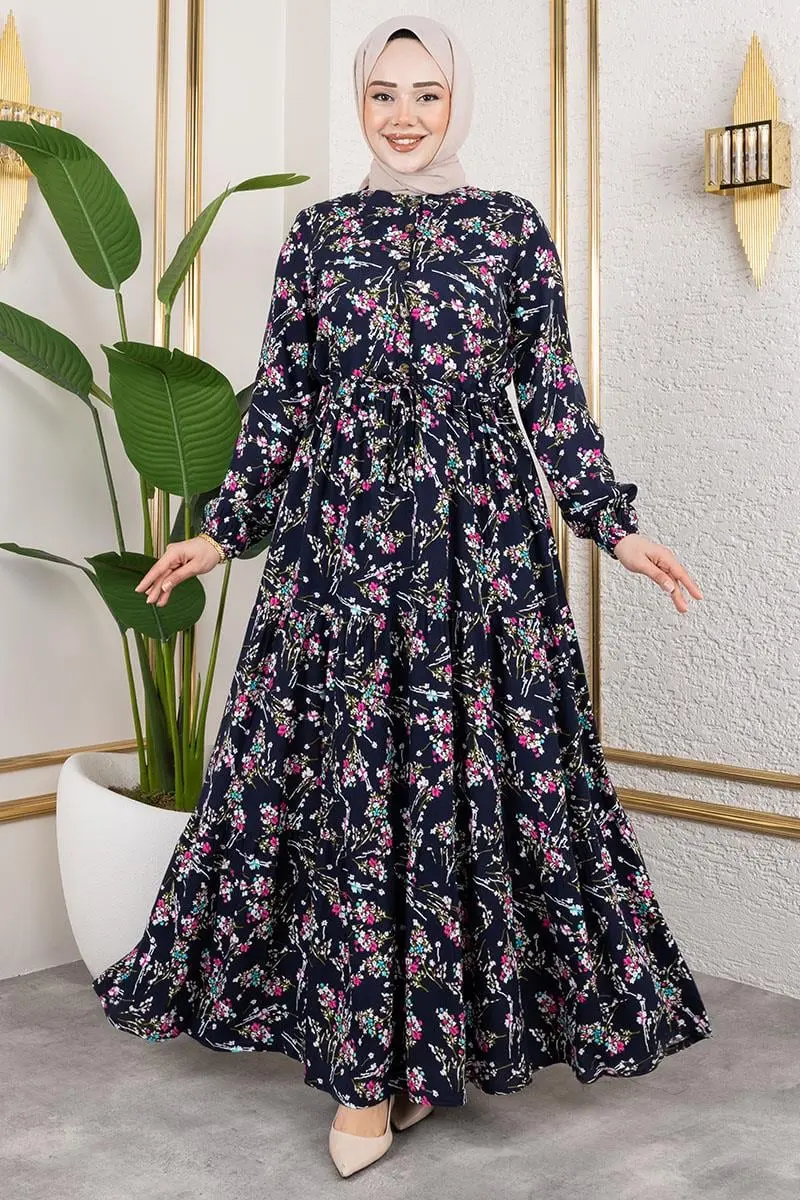 Asel Floral Viscose Dress-detail