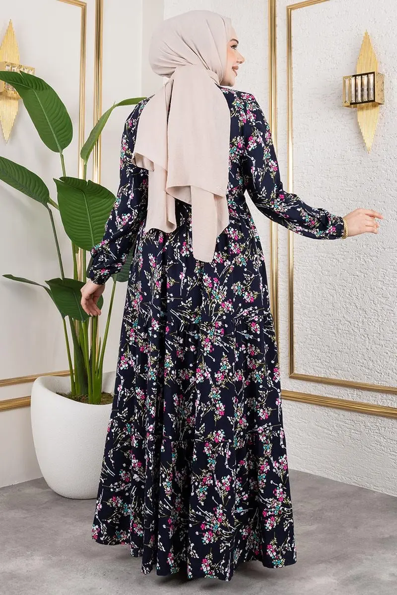 Asel Floral Viscose Dress-detail