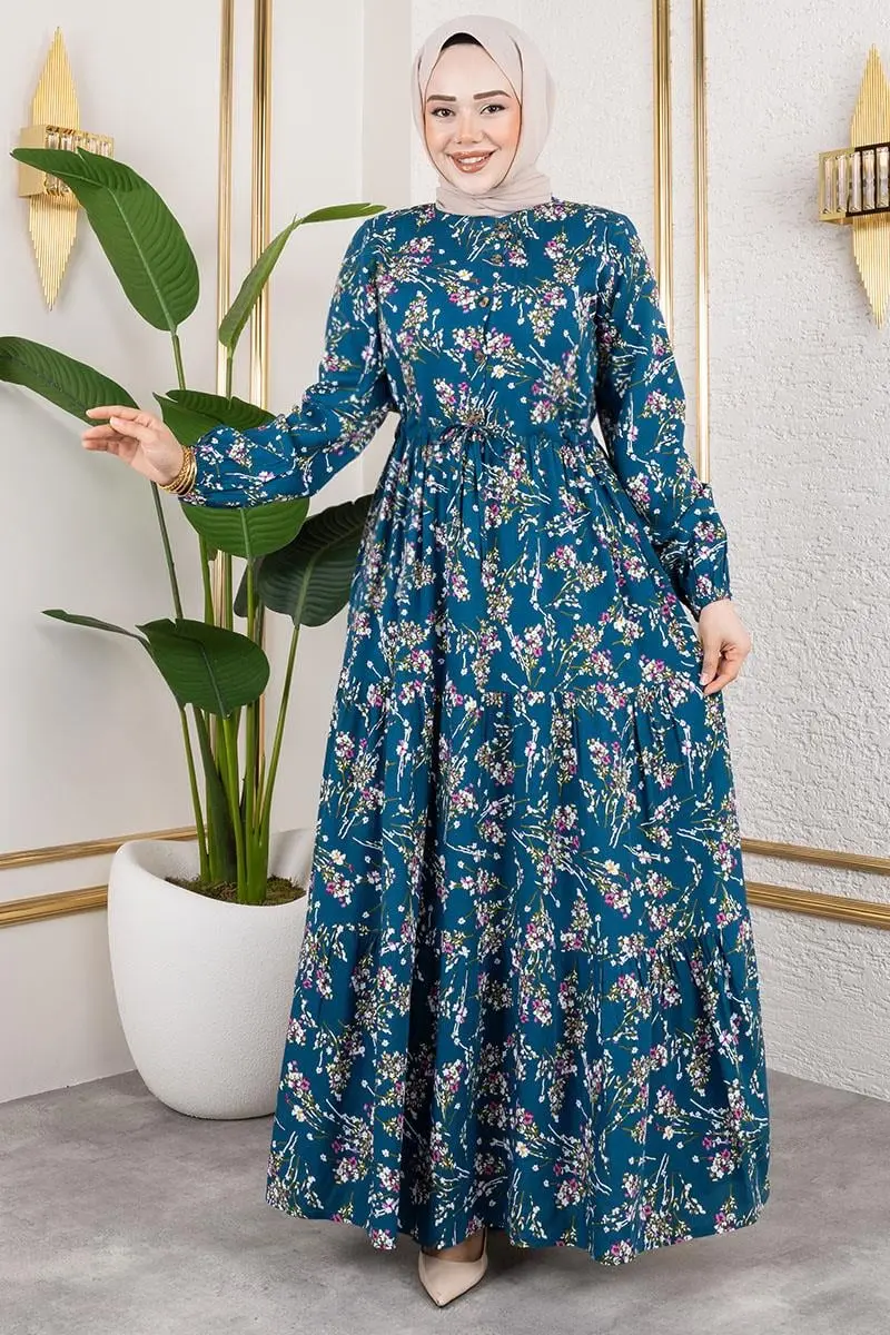 Asel Floral Viscose Dress-detail