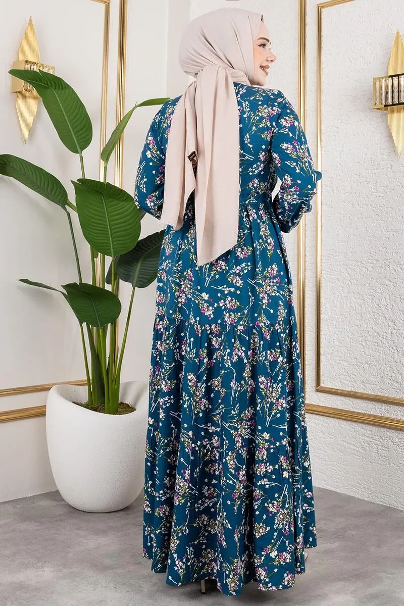 Asel Floral Viscose Dress-detail