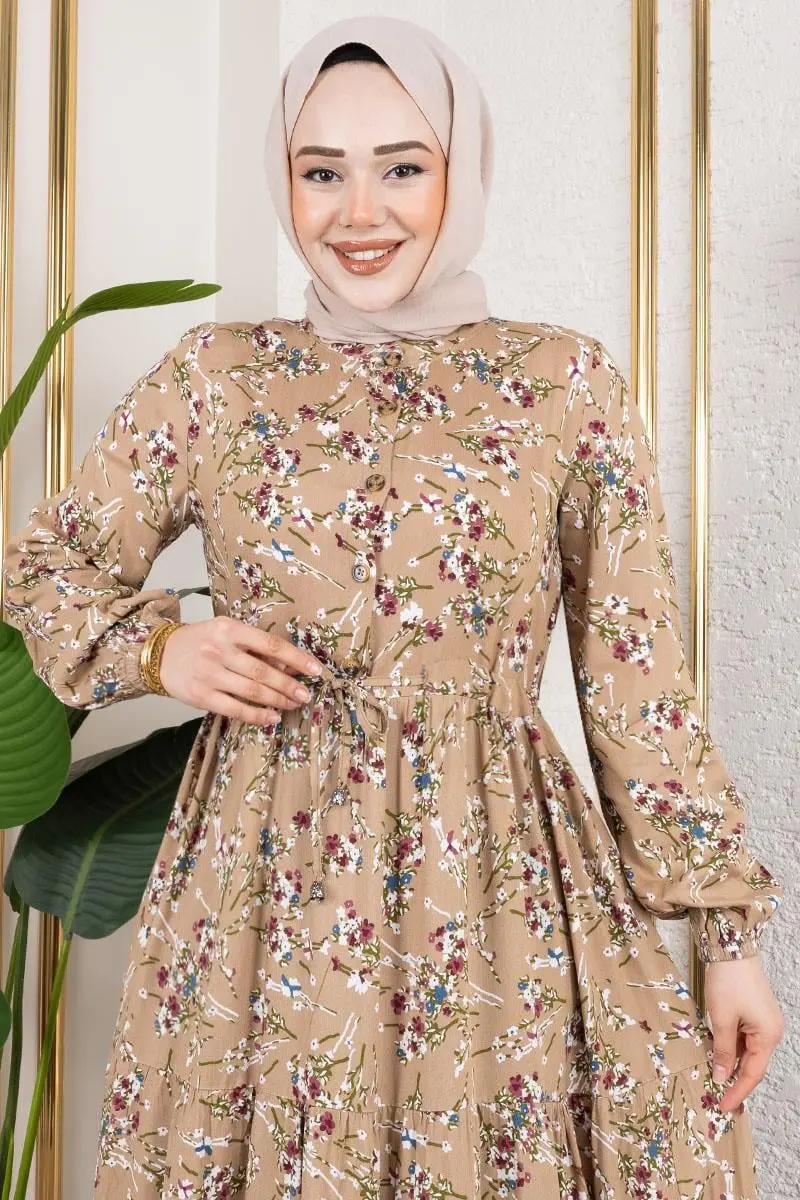 Asel Floral Viscose Dress-detail