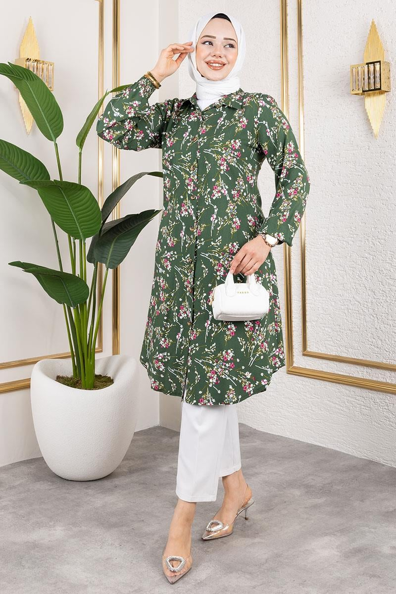 Asel Floral Viscose Tunic