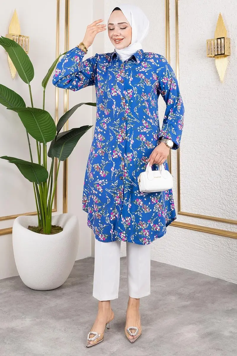 Asel Floral Viscose Tunic-detail