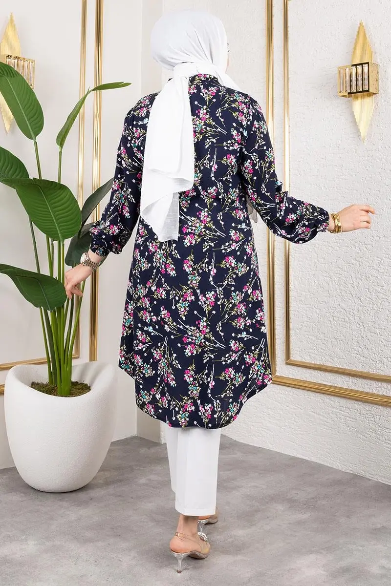 Asel Floral Viscose Tunic-detail