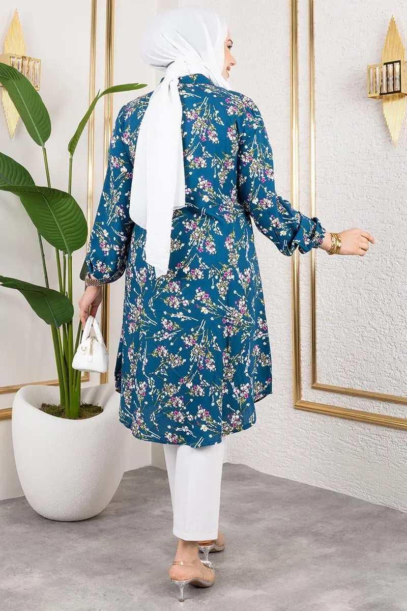 Asel Floral Viscose Tunic-detail
