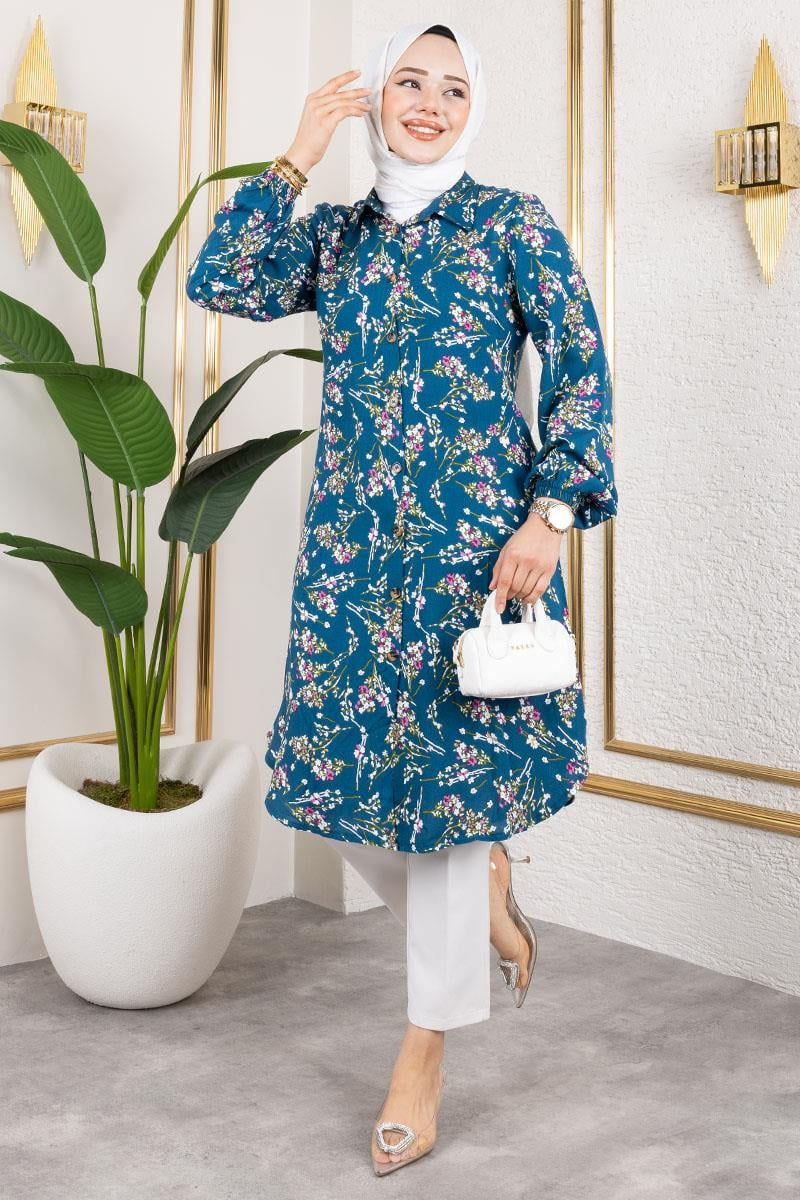 Asel Floral Viscose Tunic