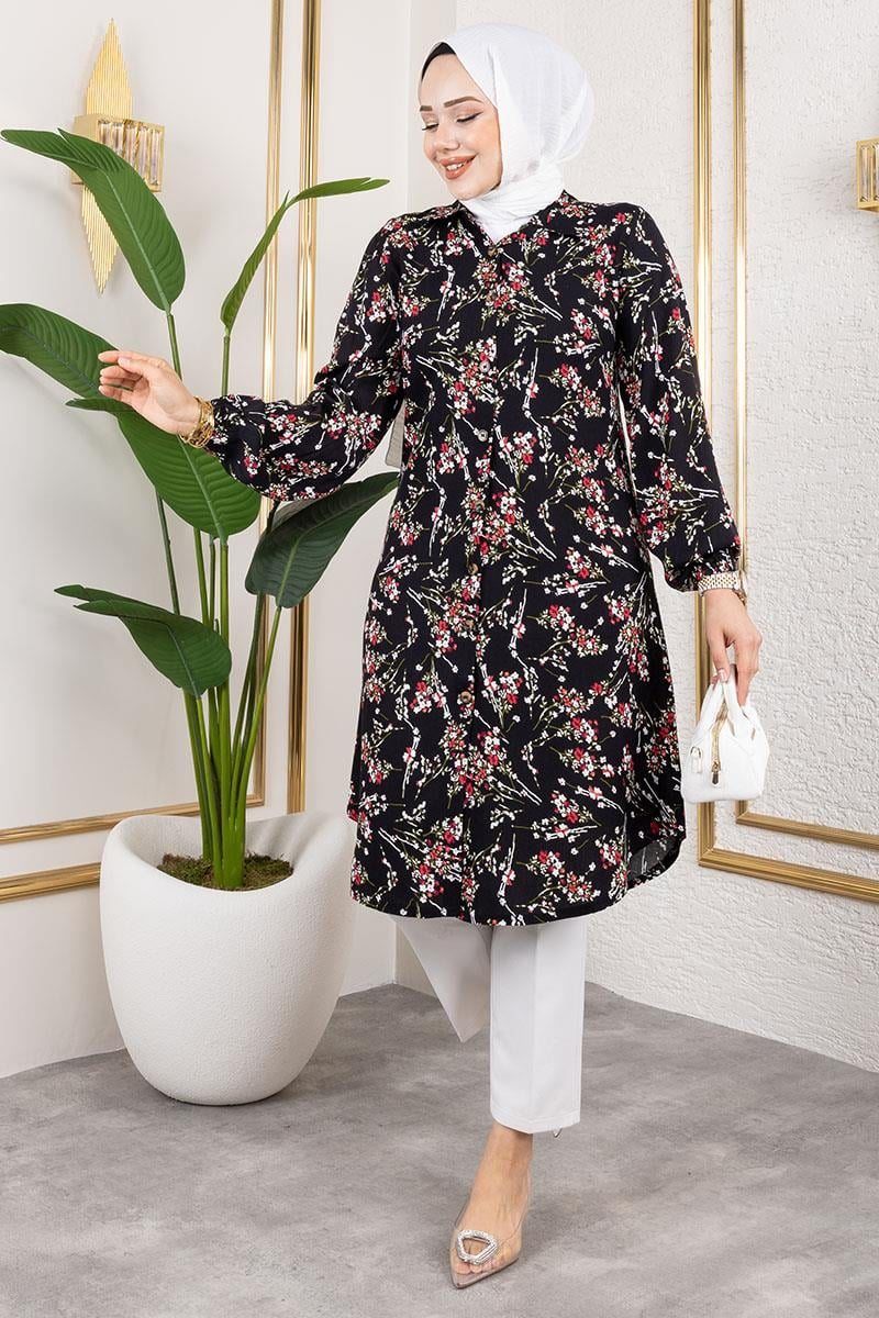 Asel Floral Viscose Tunic