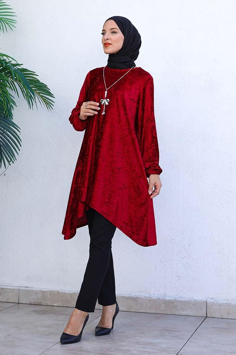 Asymmetric Model Velvet Tunic