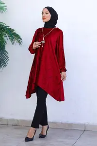 Asymmetric Model Velvet Tunic