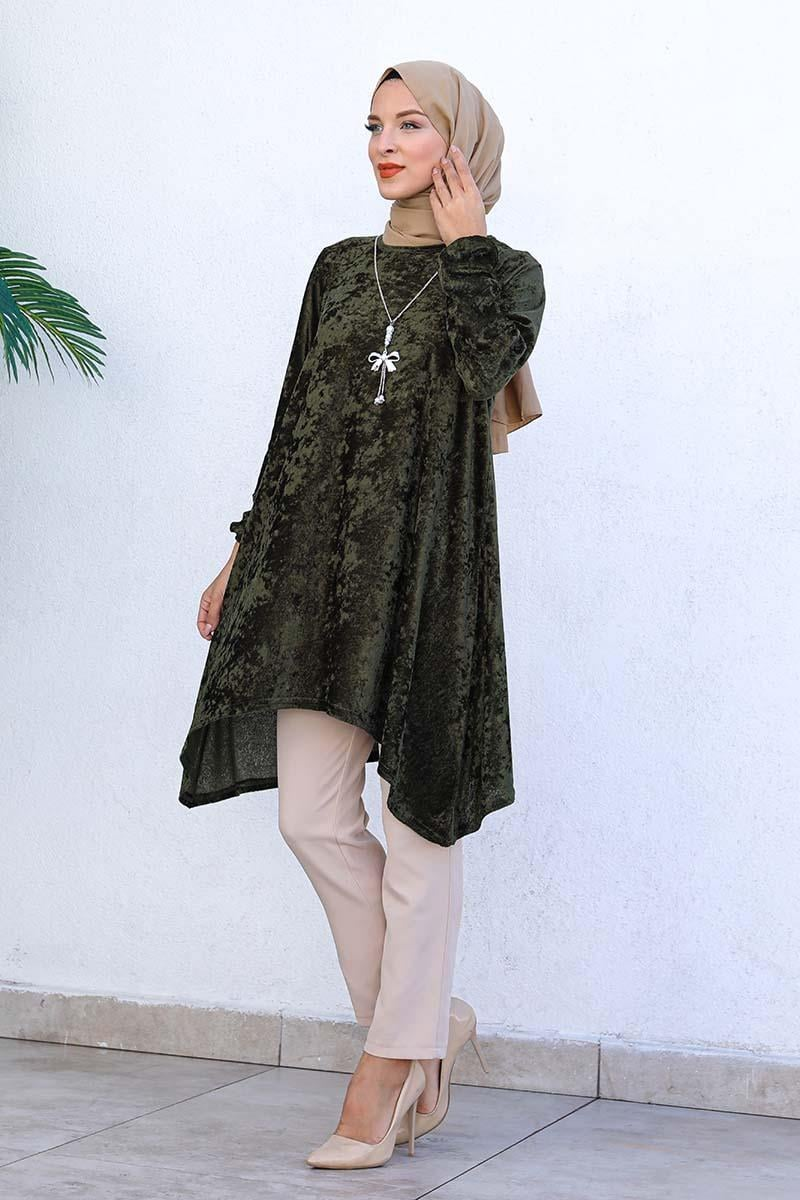 Asymmetric Model Velvet Tunic